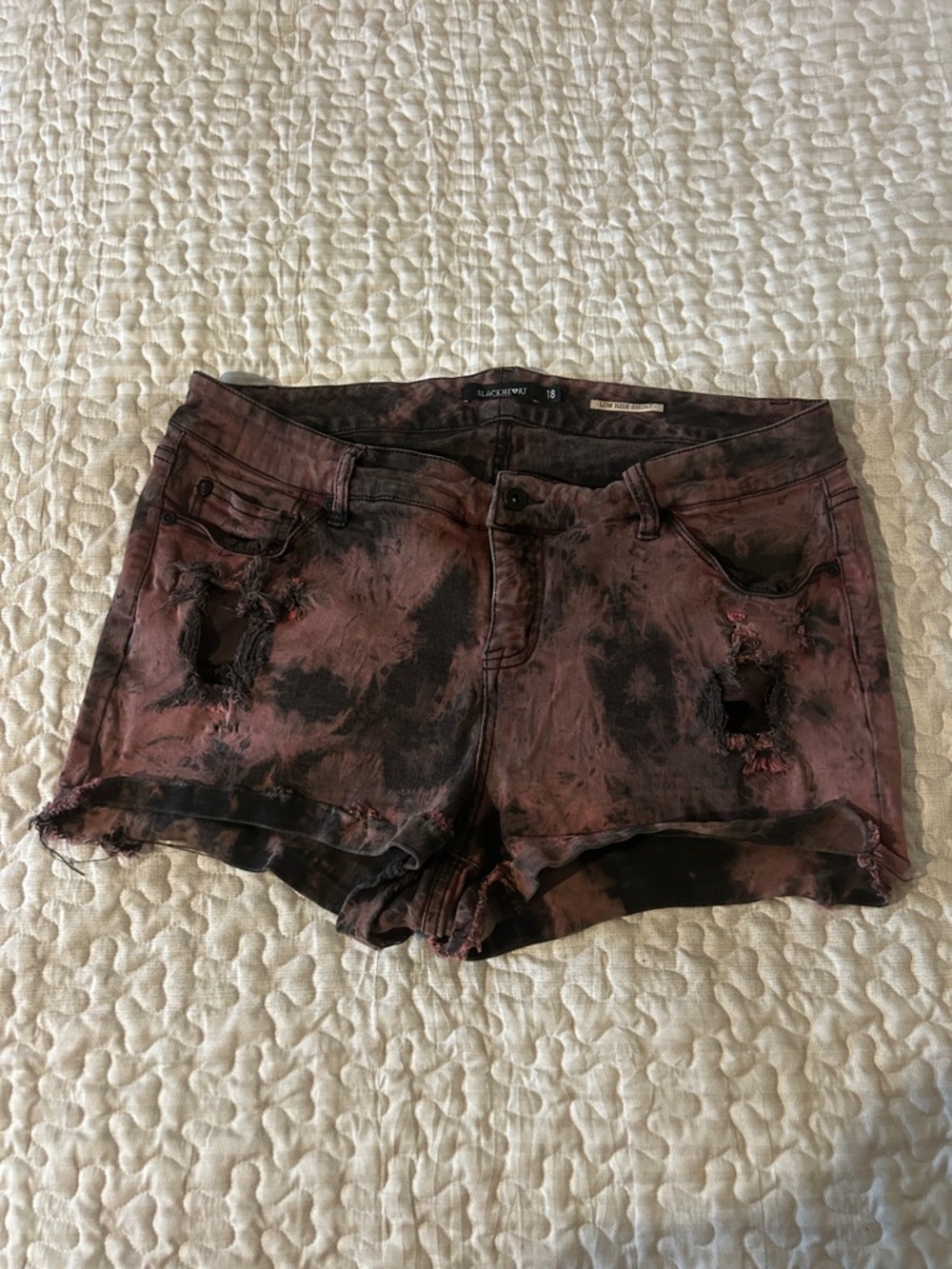 blackheart purple and black jean shorts
